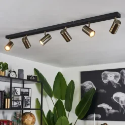 hofstein Spots Et Projecteurs|Plafonnier Javel Chrome, Noir, 6 lumières