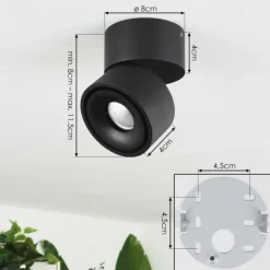 hofstein Éclairage Led|Plafonnier Laonsana LED Noir, 1 lumière