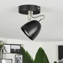 hofstein Plafonniers|Plafonnier Moesdorf Nickel mat, Noir, 1 lumière