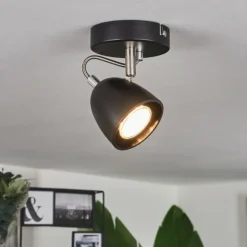 hofstein Plafonniers|Plafonnier Moesdorf Nickel mat, Noir, 1 lumière