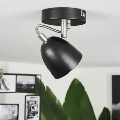 hofstein Plafonniers|Plafonnier Moesdorf Nickel mat, Noir, 1 lumière