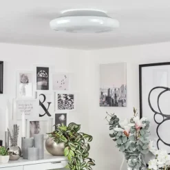 Plafonnier Ral LED Argenté, Blanc, 1 lumière, Télécommandes, Changeur de couleurs