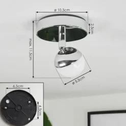 Plafonnier Sanchequias LED Chrome, 1 lumière, Télécommandes, Changeur de couleurs