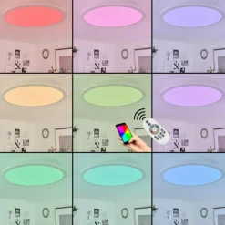Plafonnier Sani LED Blanc, 1 lumière, Télécommandes, Changeur de couleurs