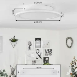 Plafonnier Sani LED Blanc, 1 lumière, Télécommandes, Changeur de couleurs