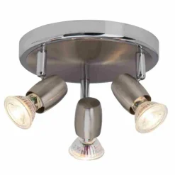 Luminaires Brilliant Éclairage Led|Plafonnier à spots rond Brilliant Wesley LED Chrome, 3 lumières