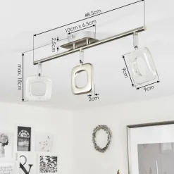 hofstein Spots Et Projecteurs|Plafonnier Villenauxe LED Chrome, Nickel mat, 3 lumières