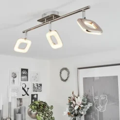 hofstein Spots Et Projecteurs|Plafonnier Villenauxe LED Chrome, Nickel mat, 3 lumières