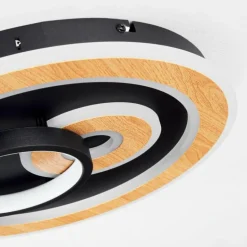 Plafonnier Xamontarupt LED Brun, Couleur bois, Noir, 1 lumière, Télécommandes