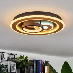 Plafonnier Xamontarupt LED Brun, Couleur bois, Noir, 1 lumière, Télécommandes