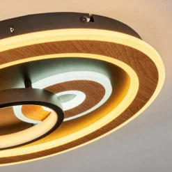 Plafonnier Xamontarupt LED Brun, Couleur bois, Noir, 1 lumière, Télécommandes
