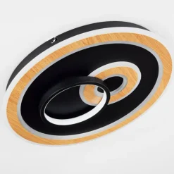 Plafonnier Xamontarupt LED Brun, Couleur bois, Noir, 1 lumière, Télécommandes