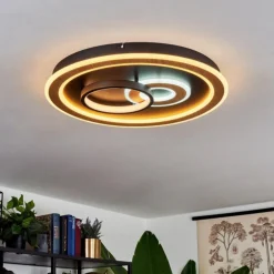 Plafonnier Xamontarupt LED Brun, Couleur bois, Noir, 1 lumière, Télécommandes