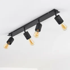 hofstein Spots Et Projecteurs|Plafonnier Ajaccio Noir, 4 lumières