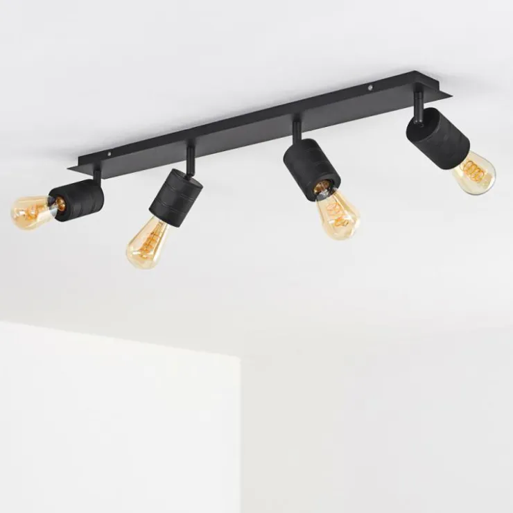 hofstein Spots Et Projecteurs|Plafonnier Ajaccio Noir, 4 lumières