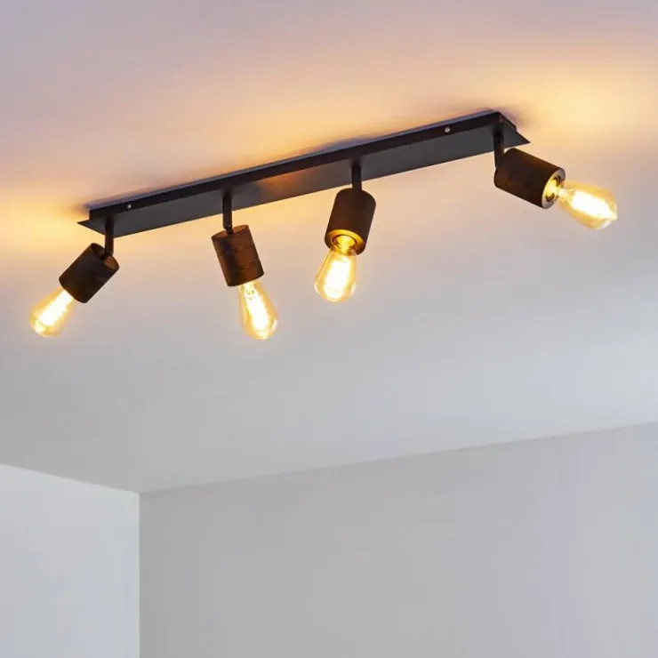 hofstein Spots Et Projecteurs|Plafonnier Ajaccio Noir, 4 lumières