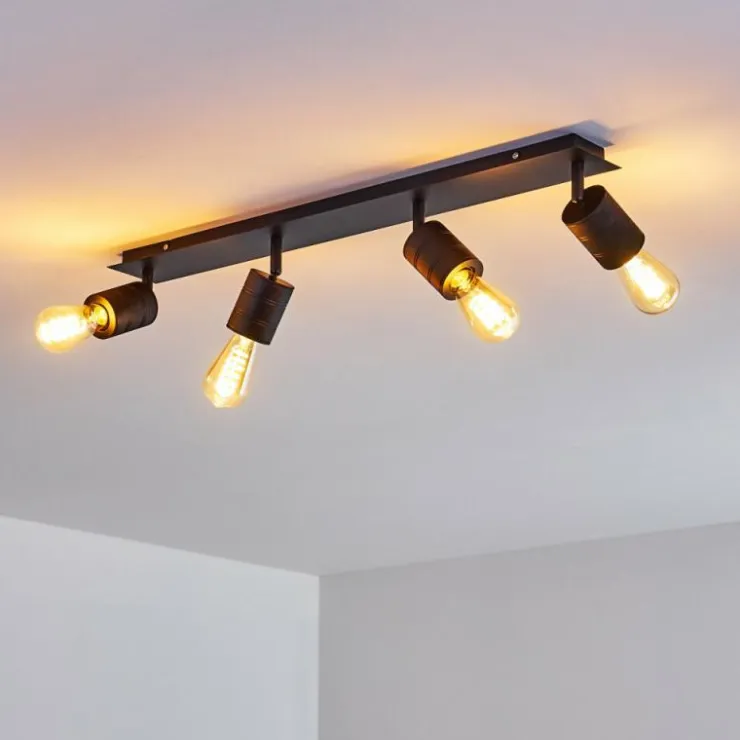 hofstein Spots Et Projecteurs|Plafonnier Ajaccio Noir, 4 lumières