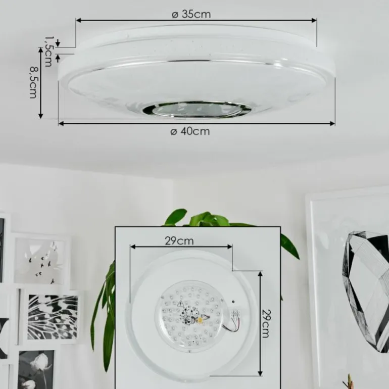Plafonnier Auxerre LED Blanc, 2 lumières, Télécommandes, Changeur de couleurs