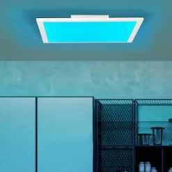 Plafonnier Brilliant Atira LED Blanc, 1 lumière, Télécommandes, Changeur de couleurs