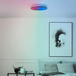 Luminaires Brilliant Éclairage Led|Plafonnier Brilliant Heida LED Noir, Blanc, 1 lumière, Télécommandes, Changeur de couleurs