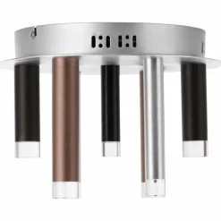 Luminaires Brilliant Éclairage Led|Plafonnier Brilliant Living Cembalo LED Brun, 7 lumières