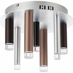 Luminaires Brilliant Éclairage Led|Plafonnier Brilliant Living Cembalo LED Brun, 7 lumières