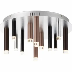 Luminaires Brilliant Éclairage Led|Plafonnier Brilliant Living Cembalo LED Brun, 12 lumières