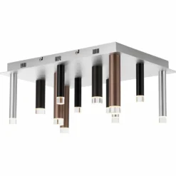 Luminaires Brilliant Éclairage Led|Plafonnier Brilliant Living Cembalo LED Brun, 12 lumières