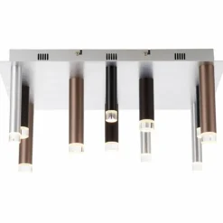Luminaires Brilliant Éclairage Led|Plafonnier Brilliant Living Cembalo LED Brun, 12 lumières