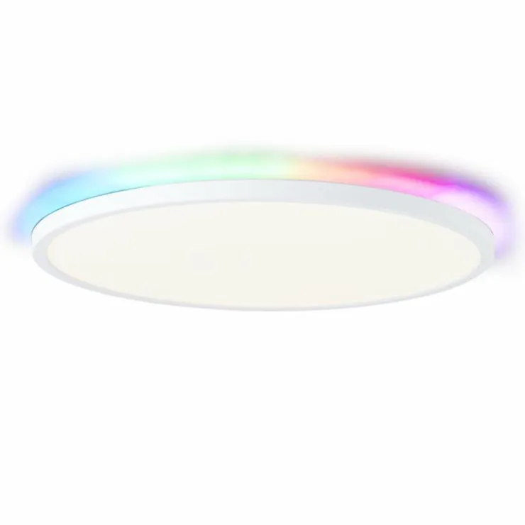Luminaires Brilliant Éclairage Led|Plafonnier Brilliant Saltery LED Blanc, 1 lumière, Télécommandes, Changeur de couleurs