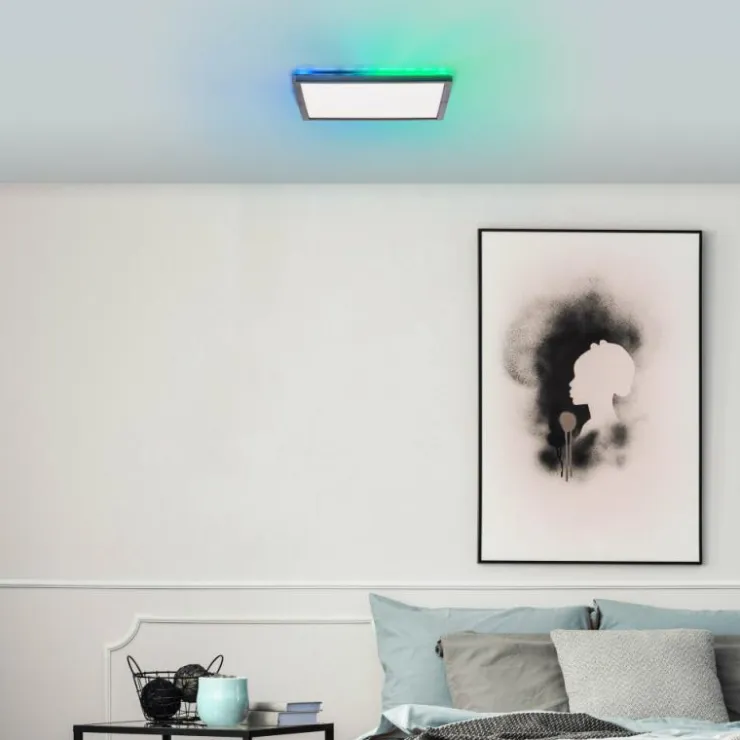 Luminaires Brilliant Éclairage Led|Plafonnier Brilliant Saltery LED Blanc, 1 lumière, Télécommandes, Changeur de couleurs