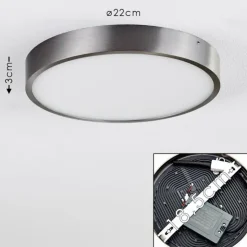 hofstein Éclairage Led|Plafonnier Broglen LED Nickel mat, 1 lumière
