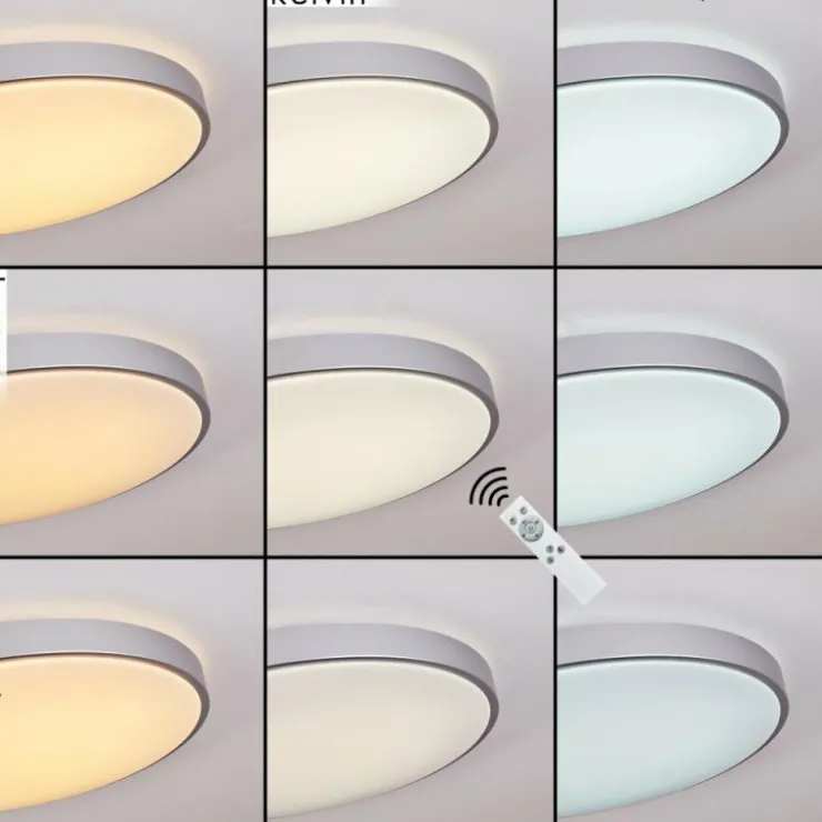 hofstein Éclairage Led|Plafonnier Buris LED Argenté, 1 lumière, Télécommandes