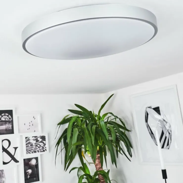 hofstein Éclairage Led|Plafonnier Buris LED Argenté, 1 lumière, Télécommandes