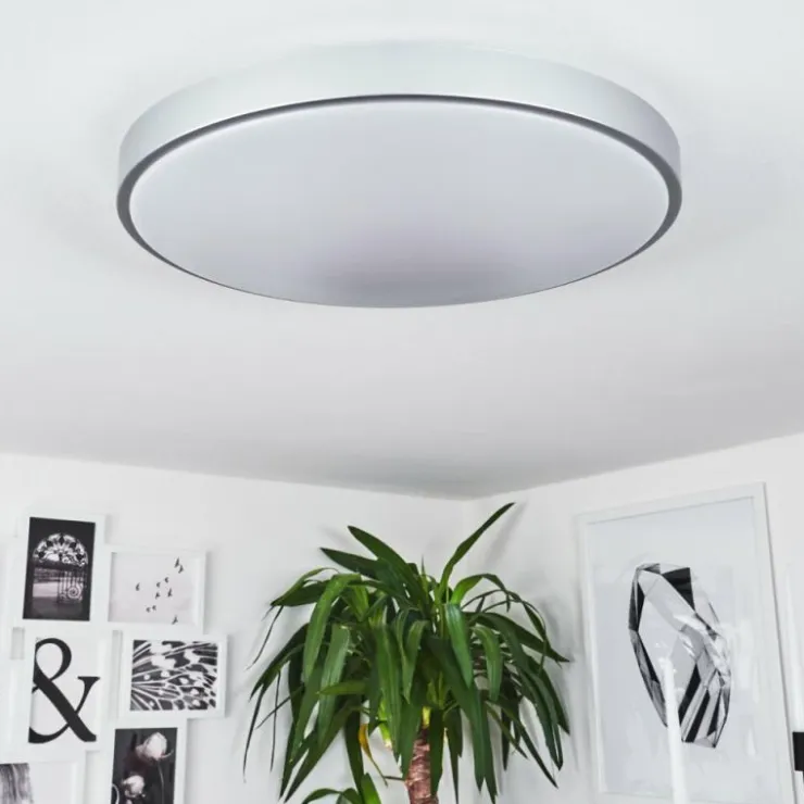 hofstein Éclairage Led|Plafonnier Buris LED Argenté, 1 lumière, Télécommandes