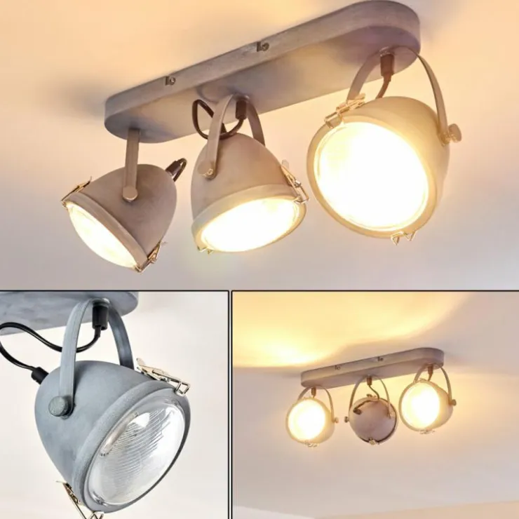 hofstein Spots Et Projecteurs|Plafonnier Butikon Gris, 3 lumières