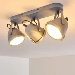 hofstein Spots Et Projecteurs|Plafonnier Butikon Gris, 3 lumières