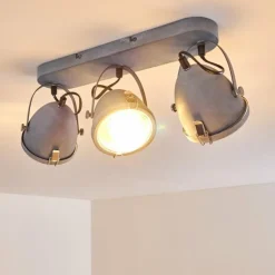 hofstein Spots Et Projecteurs|Plafonnier Butikon Gris, 3 lumières