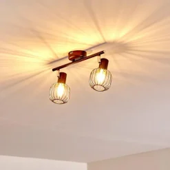 hofstein Spots Et Projecteurs|Plafonnier Cancun Brun, 2 lumières