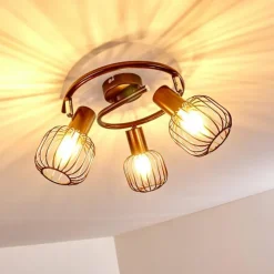 hofstein Spots Et Projecteurs|Plafonnier Cancun Brun, 3 lumières