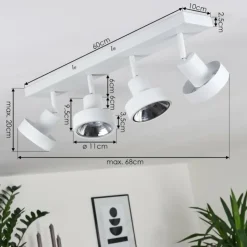 hofstein Spots Et Projecteurs|Plafonnier Chagres Blanc, 4 lumières