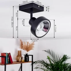 hofstein Spots Et Projecteurs|Plafonnier Chagres Noir, 1 lumière