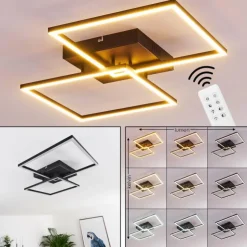 hofstein Éclairage Led|Plafonnier Cheka LED Noir, 2 lumières, Télécommandes