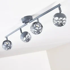 hofstein Spots Et Projecteurs|Plafonnier Covane LED Bleu, Gris, 4 lumières