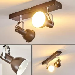 hofstein Spots Et Projecteurs|Plafonnier Danikon Brun, 2 lumières