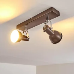 hofstein Spots Et Projecteurs|Plafonnier Danikon Brun, 2 lumières