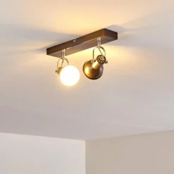 hofstein Spots Et Projecteurs|Plafonnier Danikon Brun, 2 lumières