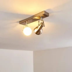 hofstein Spots Et Projecteurs|Plafonnier Danikon Nickel mat, 2 lumières