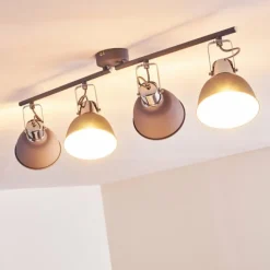 hofstein Spots Et Projecteurs|Plafonnier Dompierre Gris, Blanc, 4 lumières