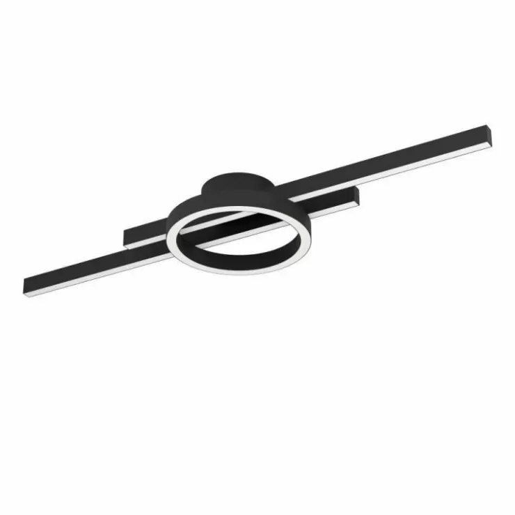 Luminaires Eglo Éclairage Led|Plafonnier Eglo AMANDOLO LED Noir, 1 lumière, Télécommandes, Changeur de couleurs